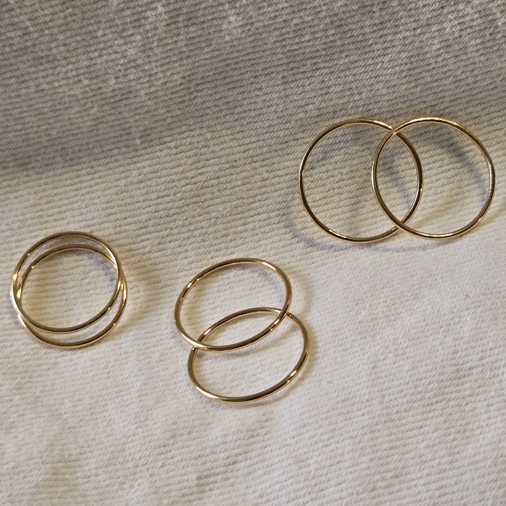 Gold Stacker Stacking Rings Minimalist Boho SET Sizes 6,7,8 16K Gold plate brass